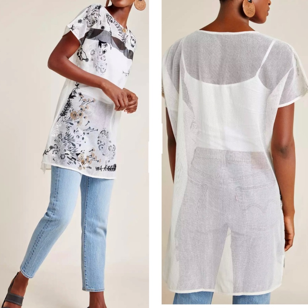 Anthropologie Bailey Embroidered Tunic Top